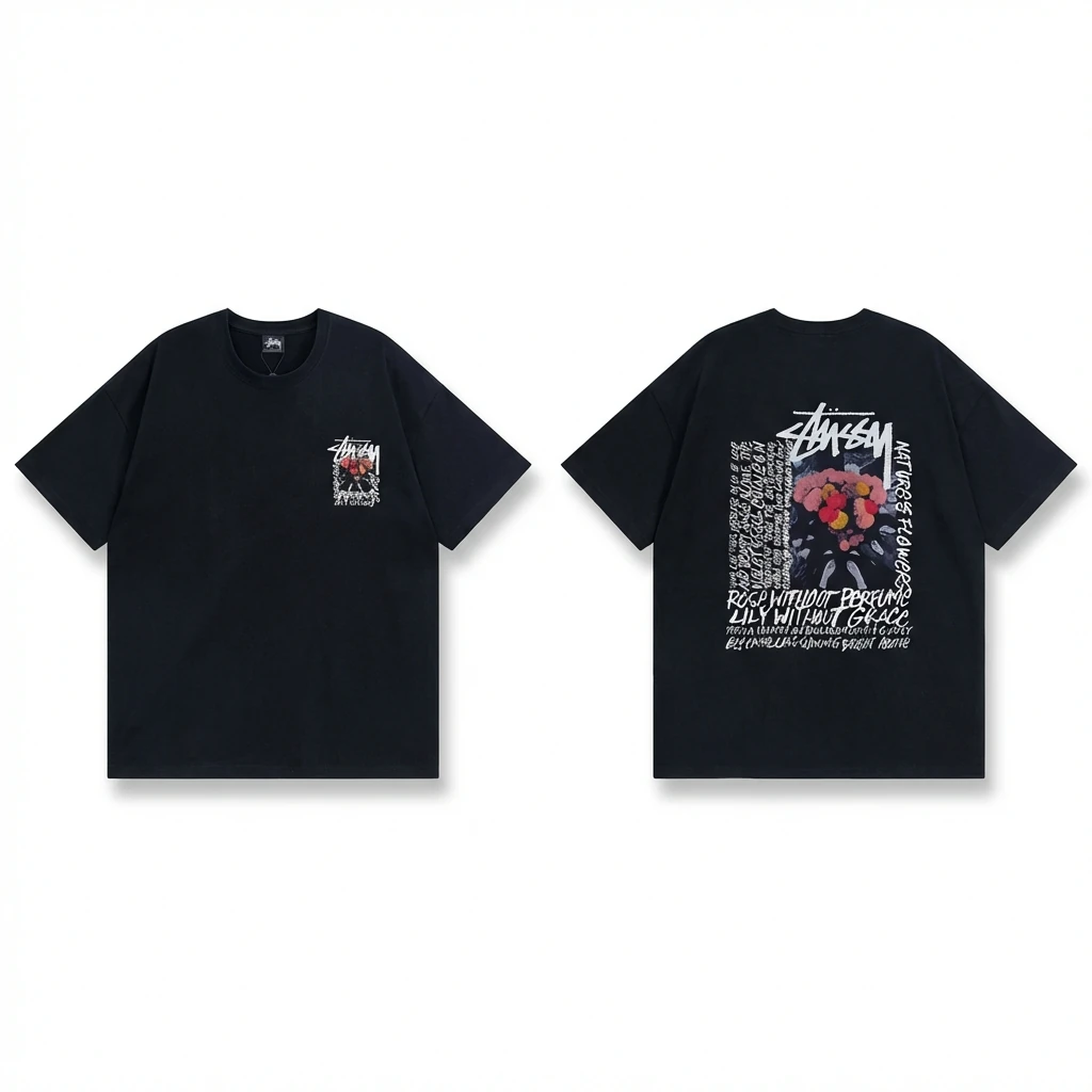 Stussy Floral Style Black T-shirt