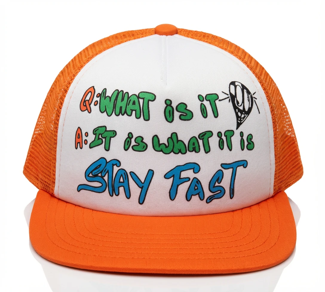 Chrome Hearts Graffiti Style Orange and White Hat