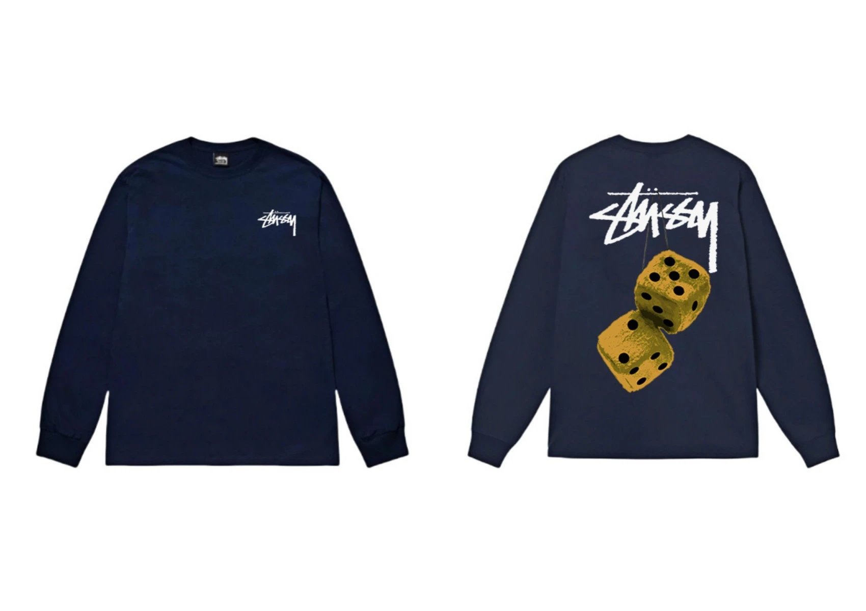 Navy long-sleeved shirt with Stussy dice print