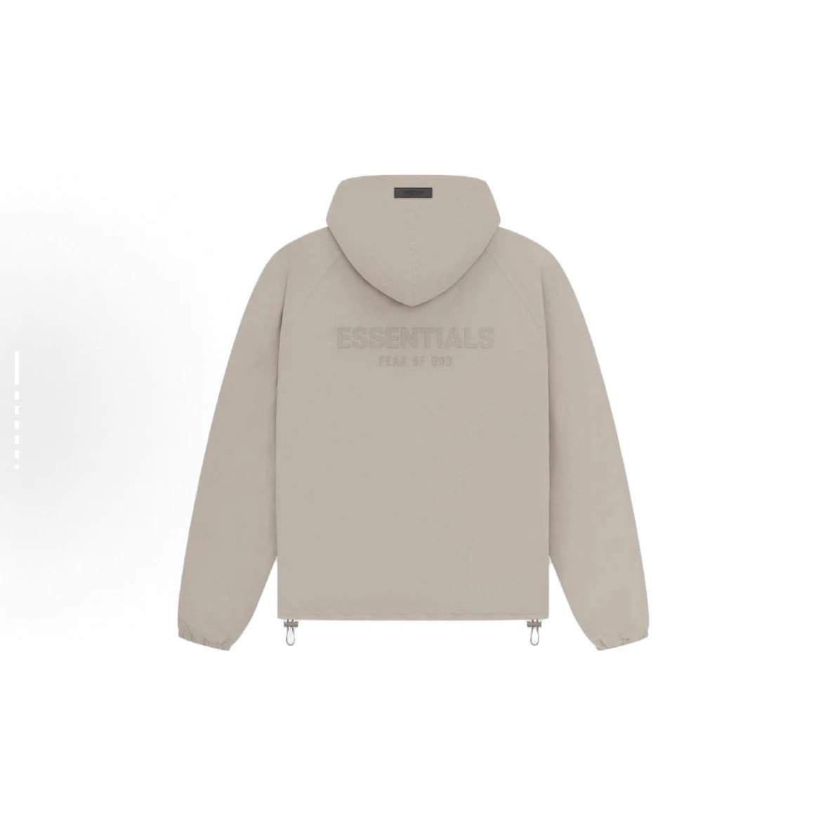 Warm Taupe Hooded Logo Windbreaker from ESSENTIALS Featuring an adjustable hem and lightweight hooded shape