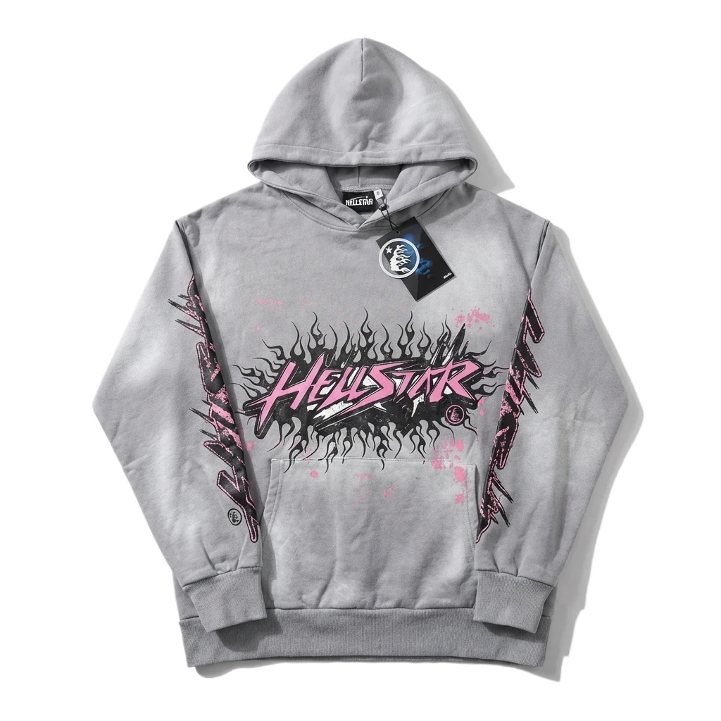 Hellstar Flame Wind Grey Hoodie