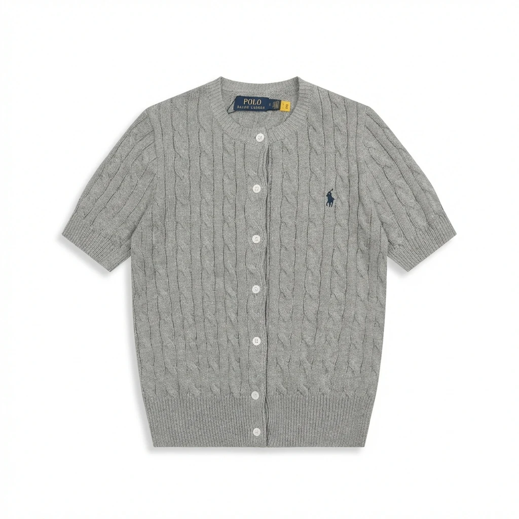 Ralph Lauren knitted retro-style grey cardigan