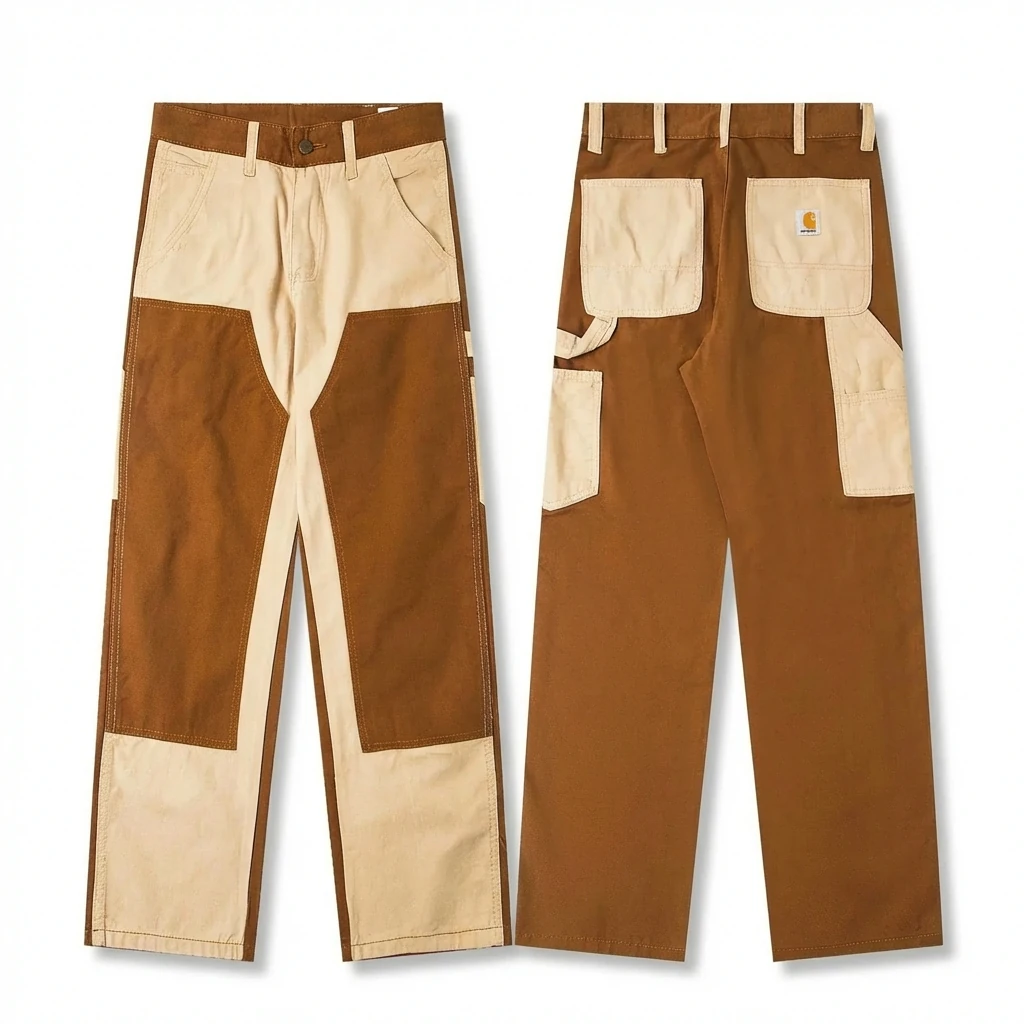 Carhartt workwear style brown and white color - block pants