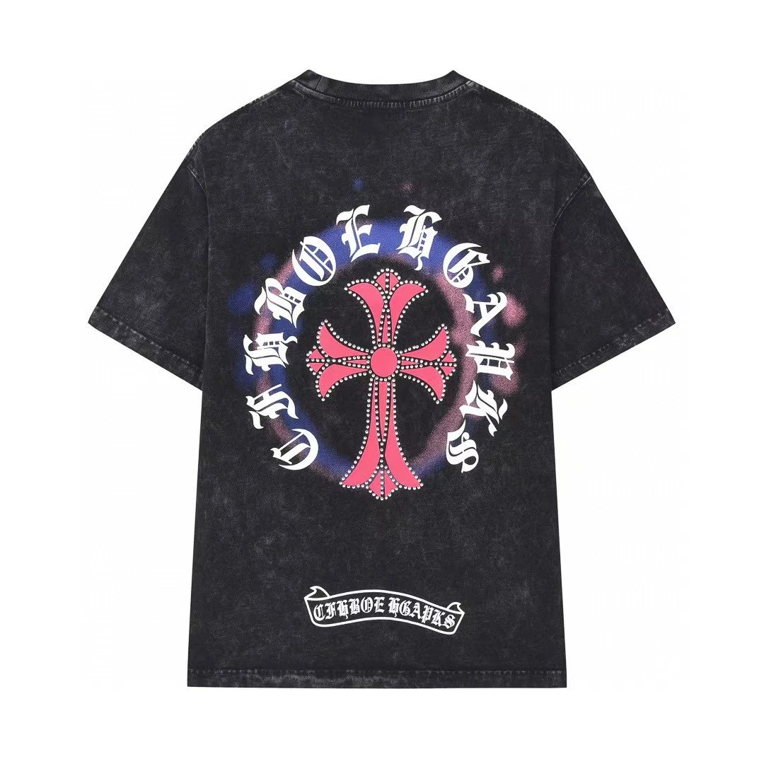 Chrome Hearts Cross Vintage Distressed Black Short Sleeve T-shirt