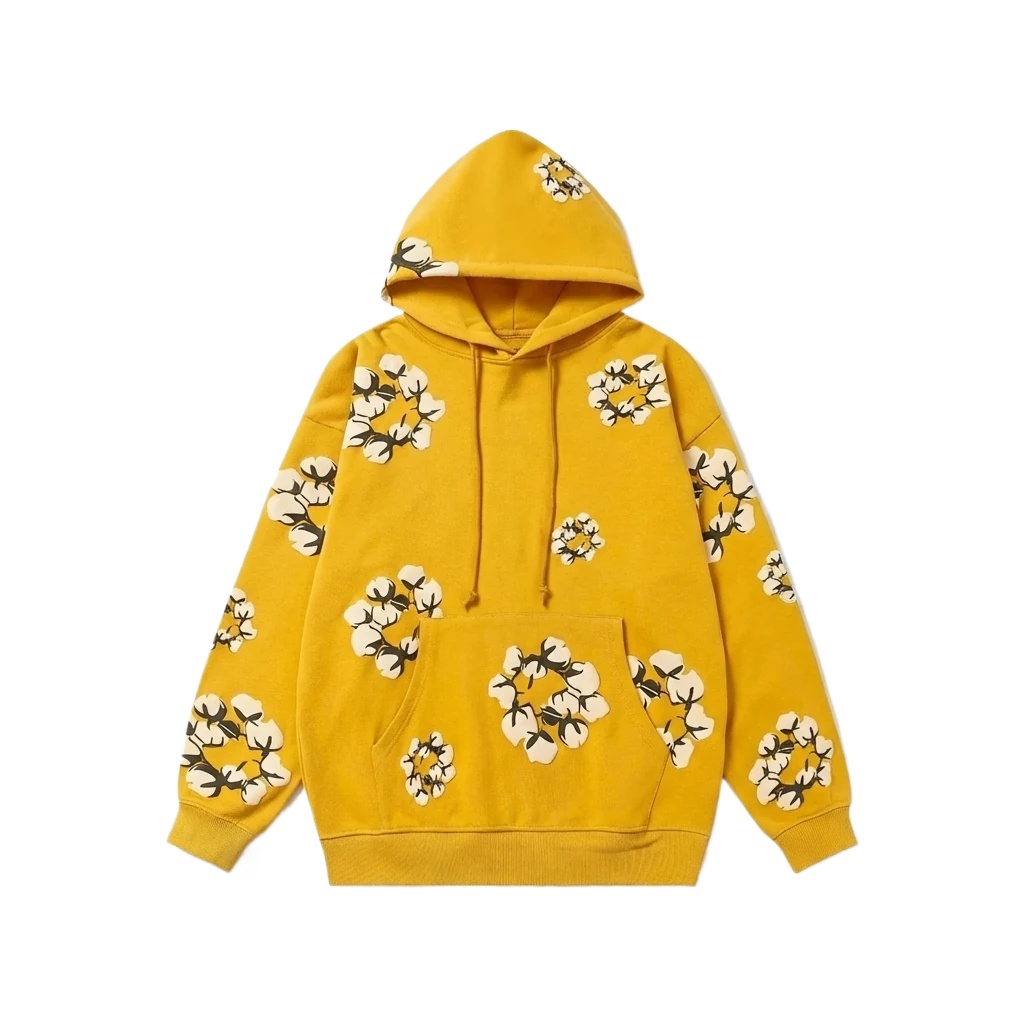 DENIM TEARS Floral Style Yellow Hoodie