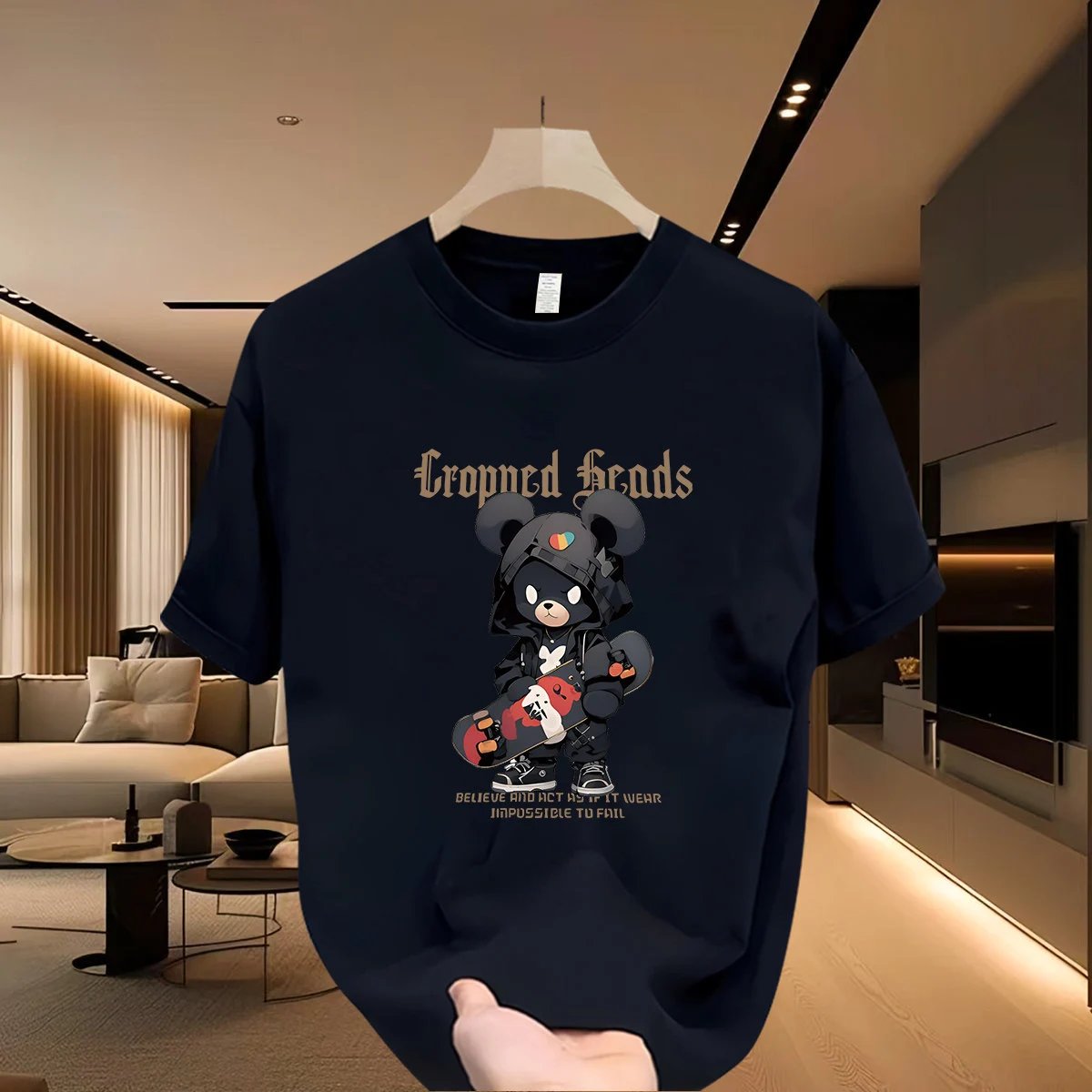 Streetwear Brand Bearbrick Skateboarding Street Style Navy Blue T-Shirt