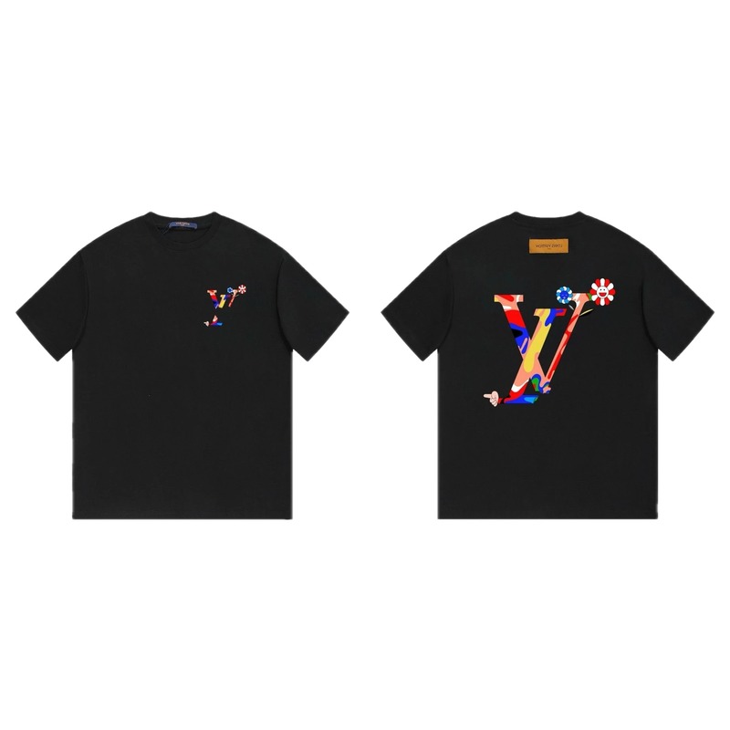 Louis Vuitton Sunflower Co-branded Trendy Black T-shirt
