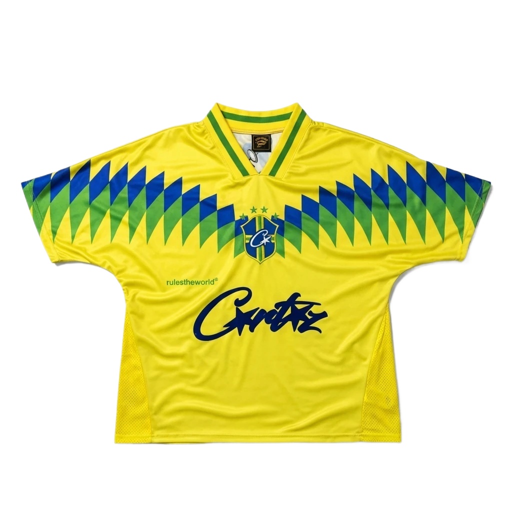 Corteiz yellow-green-blue color-blocked short-sleeve