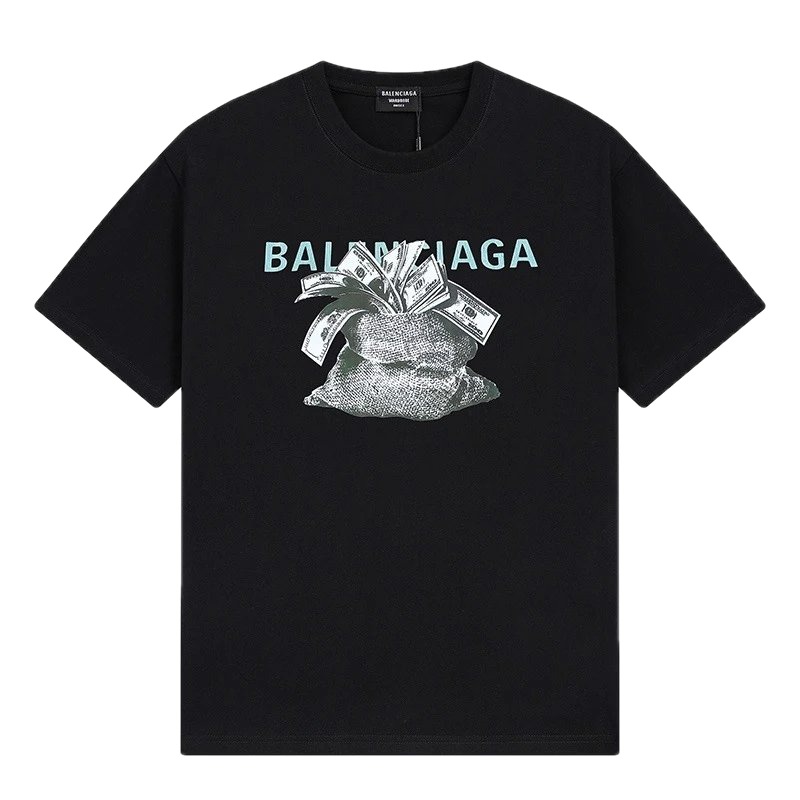 Balenciaga Dollar Print Street Style Black T-Shirt