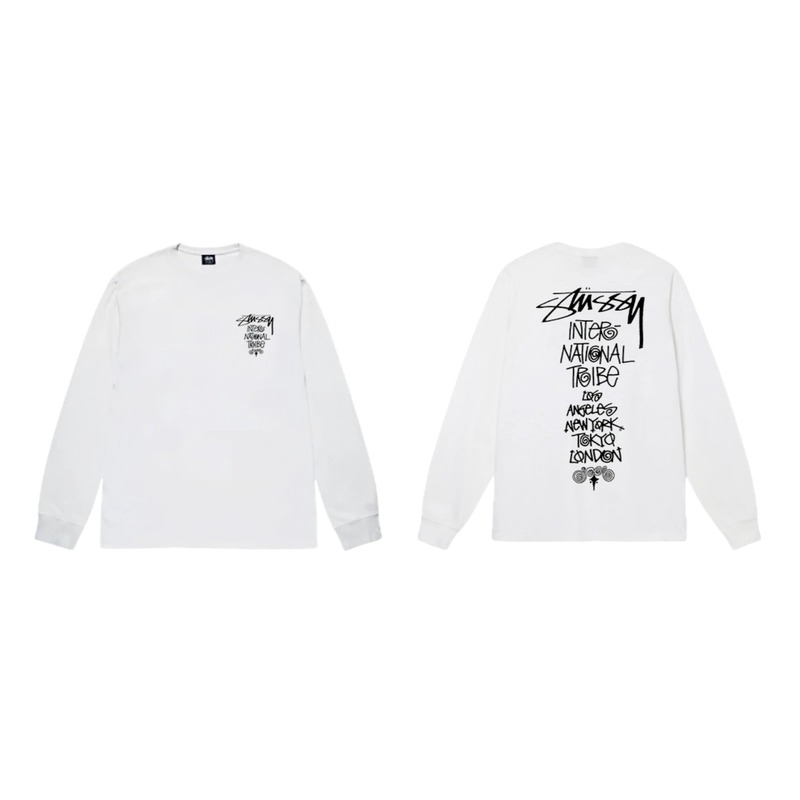 Stussy retro-style white long-sleeved shirt