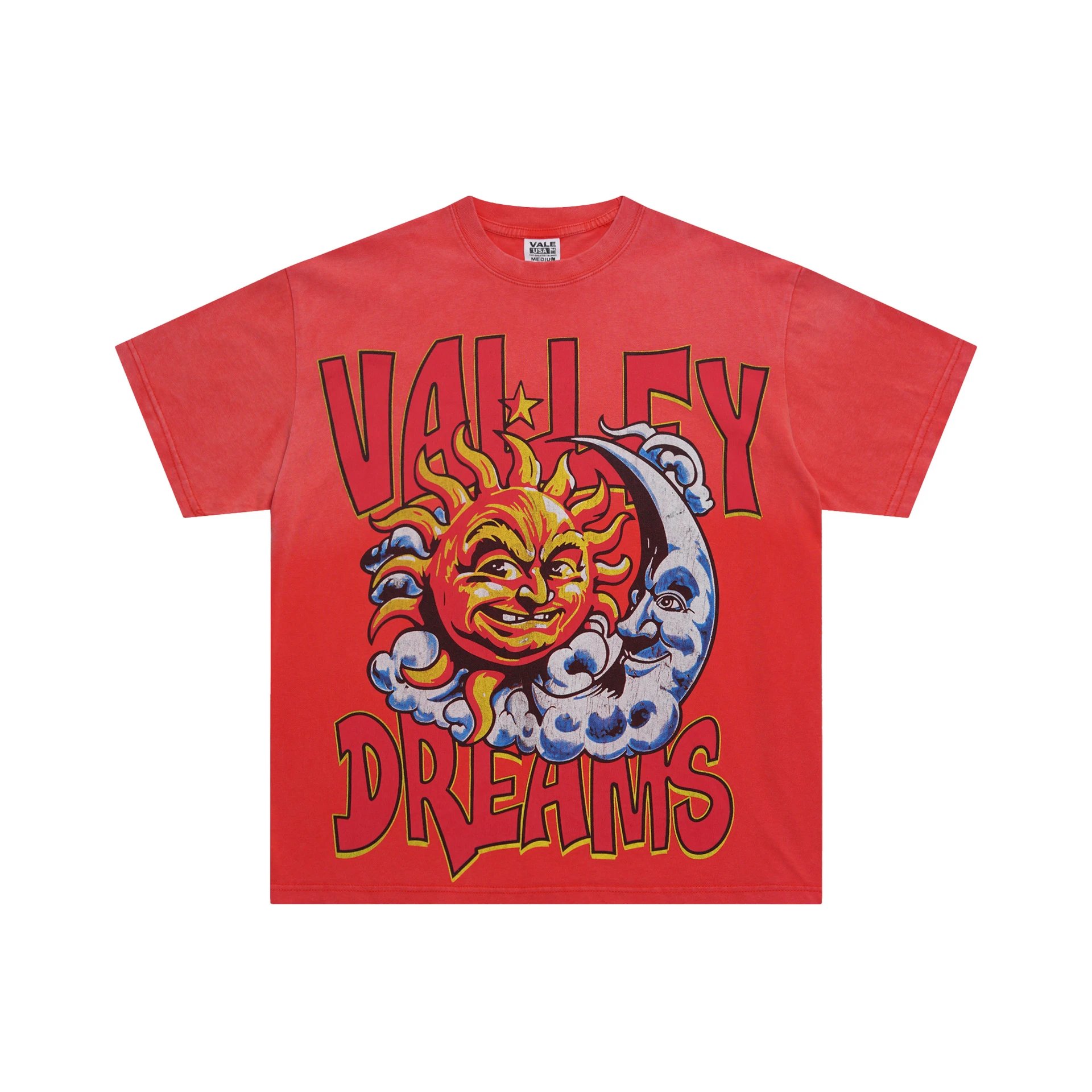 Valley Sun & Moon Vintage Red Short-sleeve T-shirt