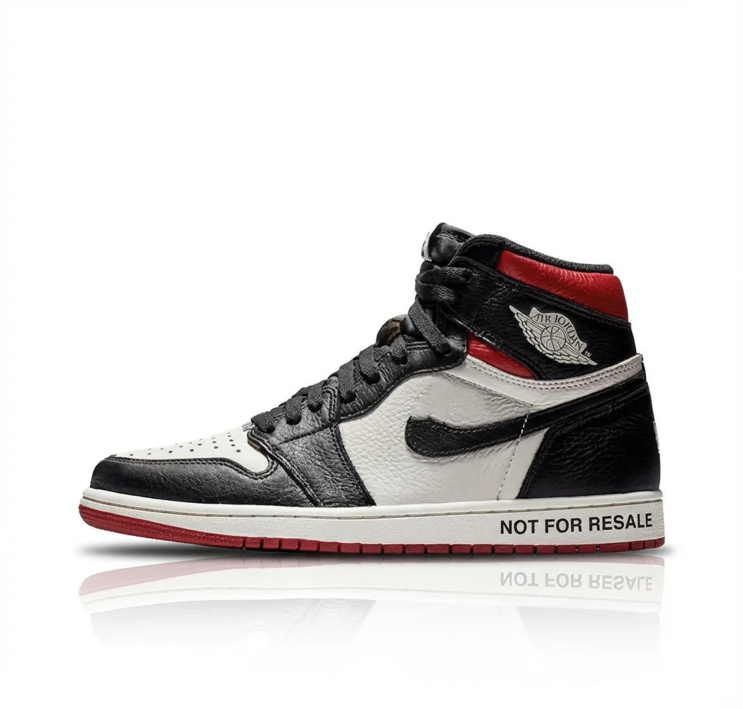 Jordan AJ1 High Top Black and Red Sneakers