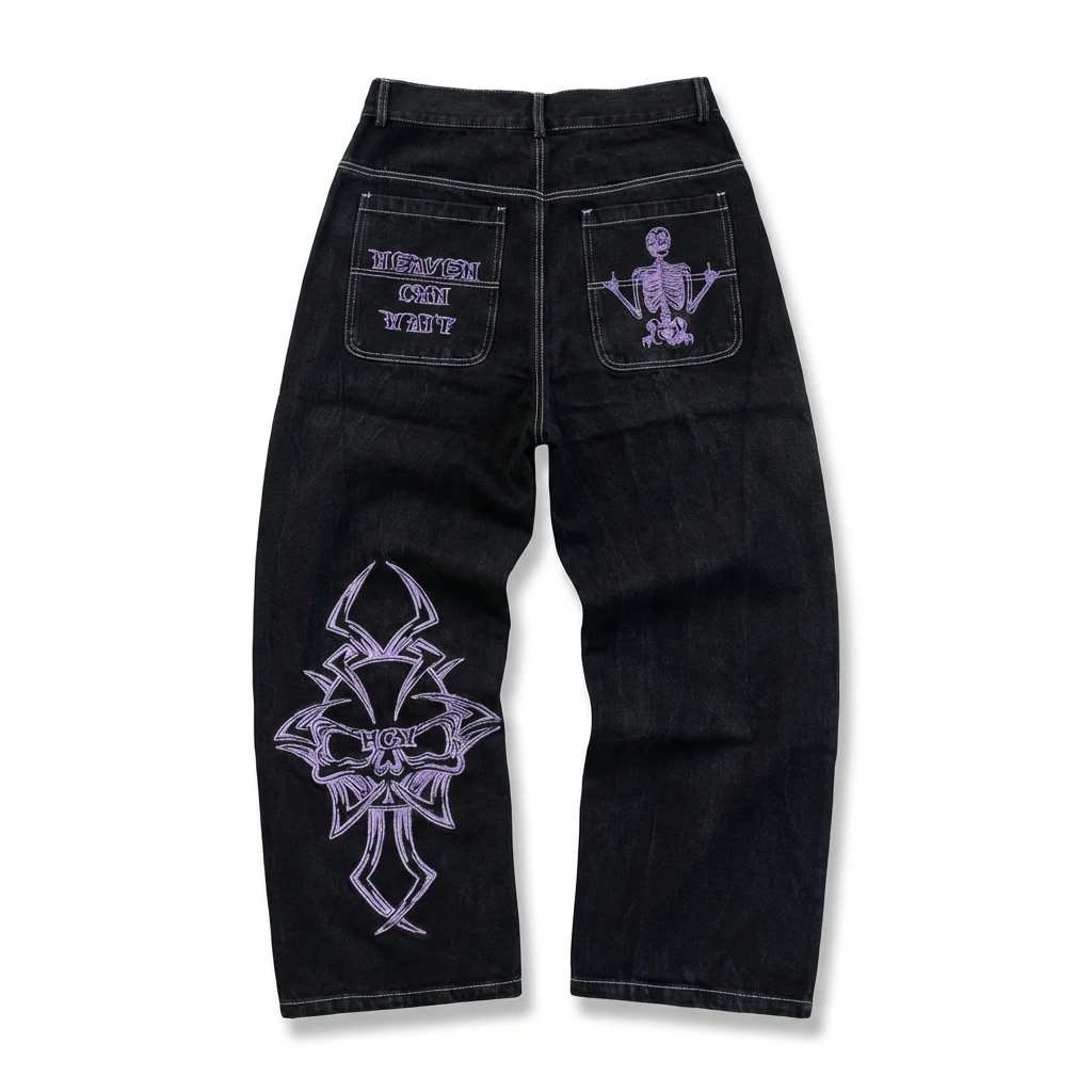 Y2K-style black trendy and cool jeans