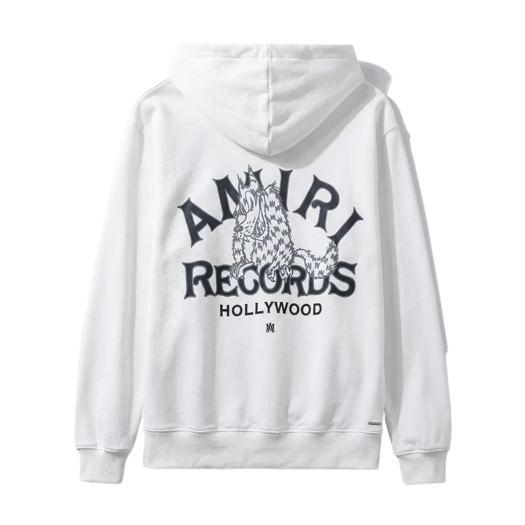 AMIRI RECORDS Series White Trendy and Cool Sweatshirt