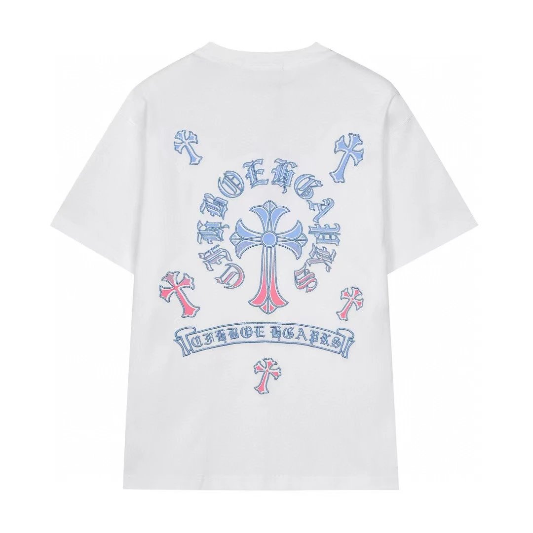 Chrome Hearts Cross Print Trendy Street Style White Short-sleeve T-shirt