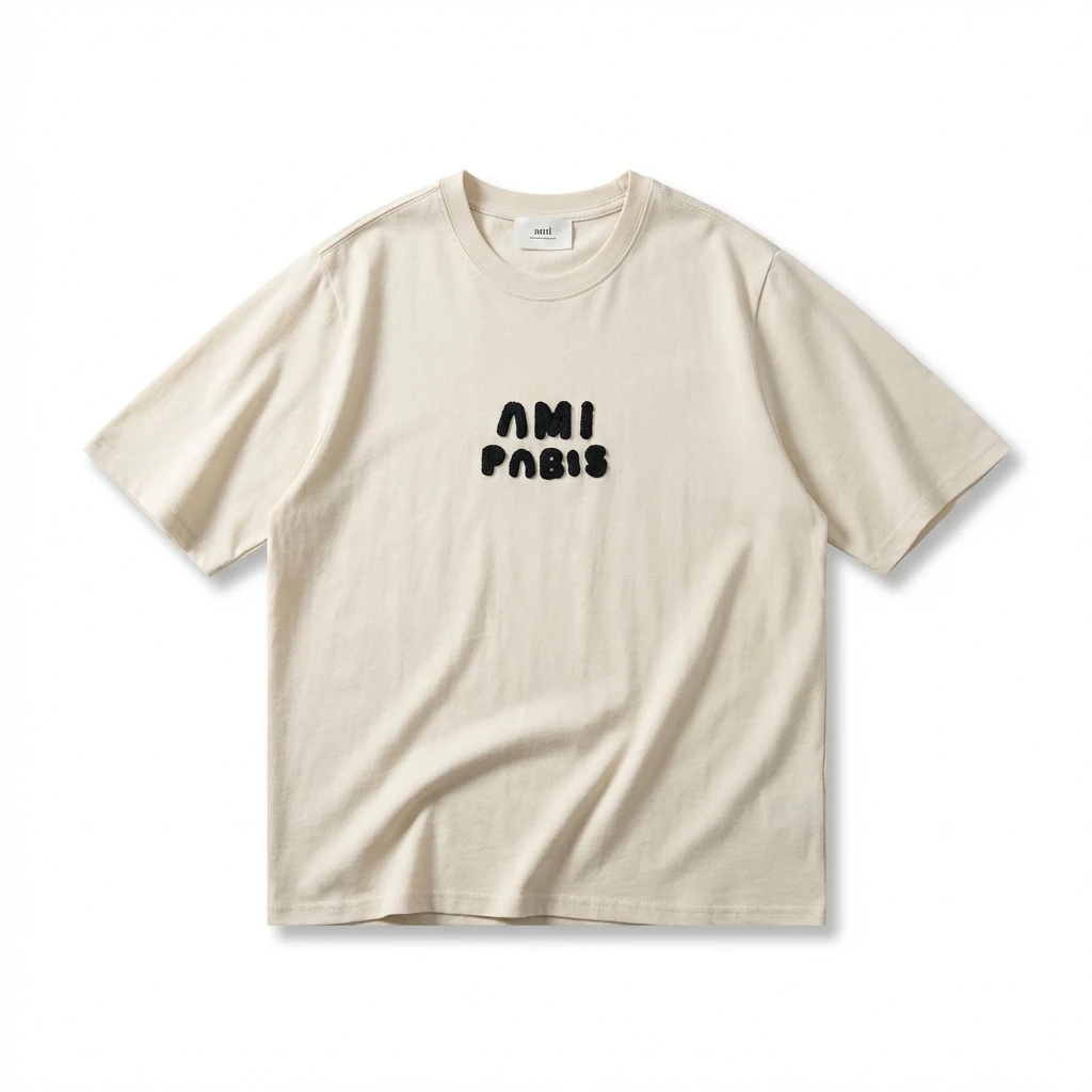 AMI Paris minimalist style beige T-shirt