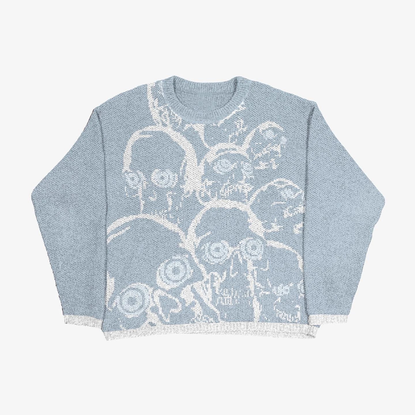 Classic Anime graphic sweater Black Knit Top with Travel-Friendly Style