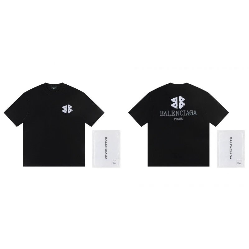 Balenciaga Double B Street Style Black Short-sleeve T-shirt