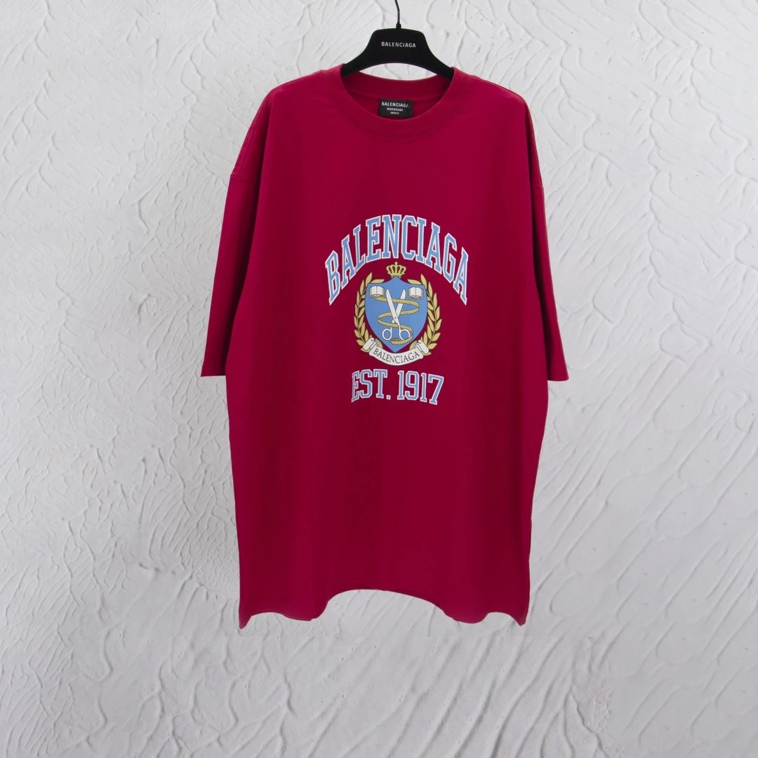 Balenciaga Badge Style Red T-shirt