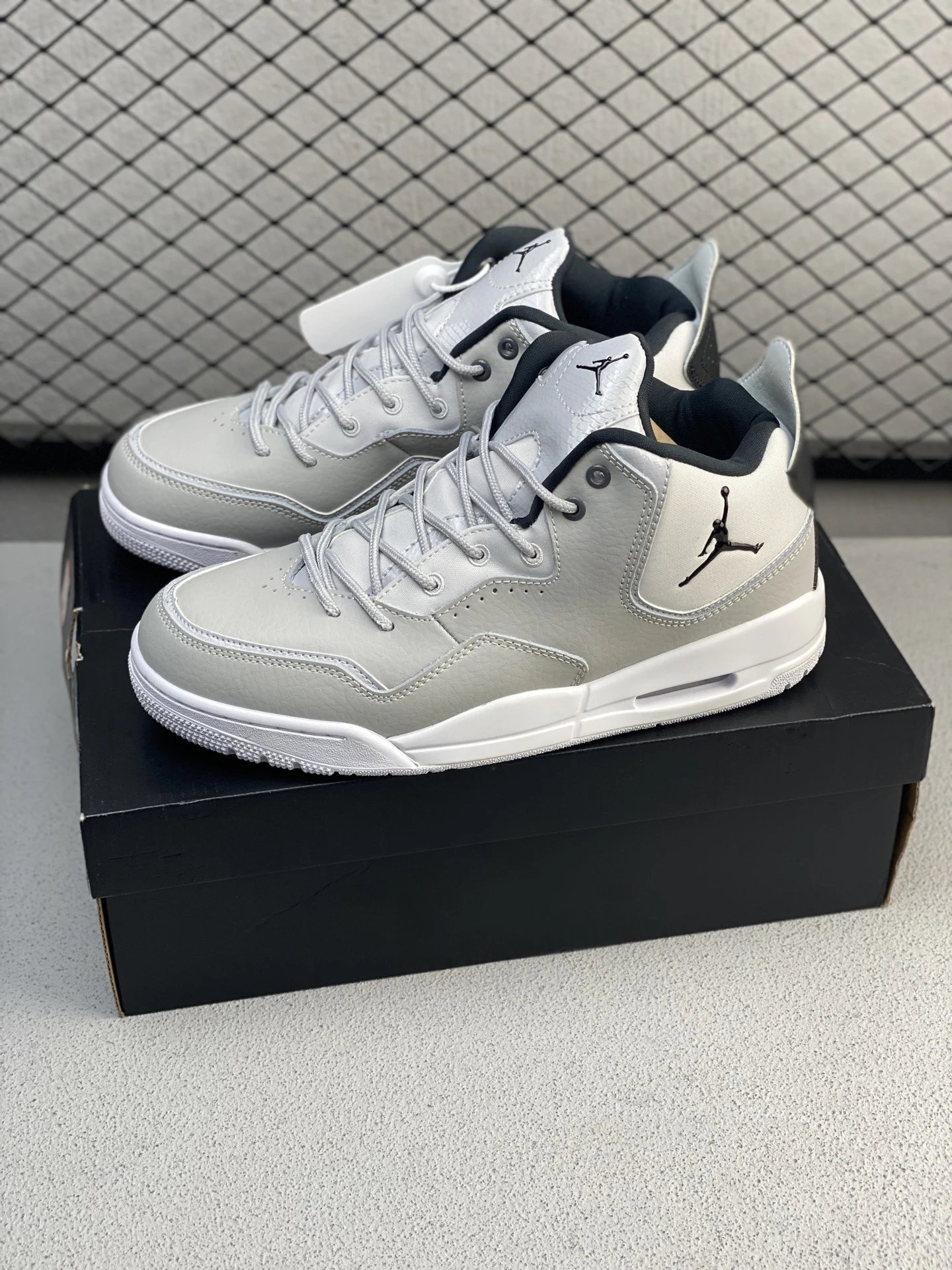 Jordan Gray and White Everyday Court Profile Low-Top Sneakers