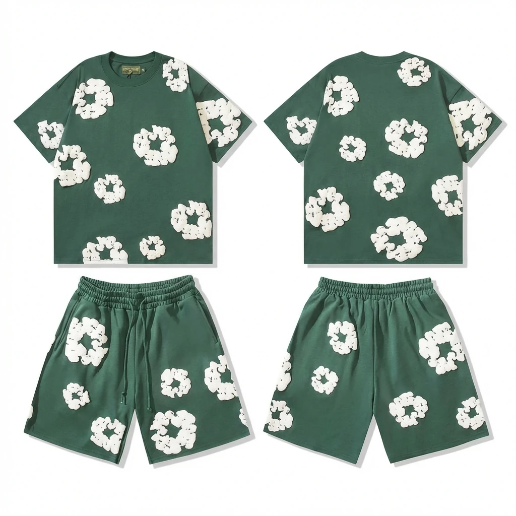 DENIM TEARS Three-dimensional Flower Style Suit (Dark Green)