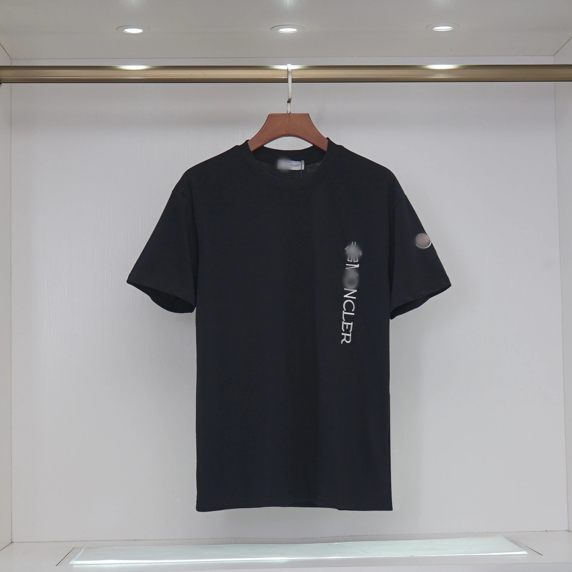 Moncler Letter Print Minimalist Style Black T-Shirt