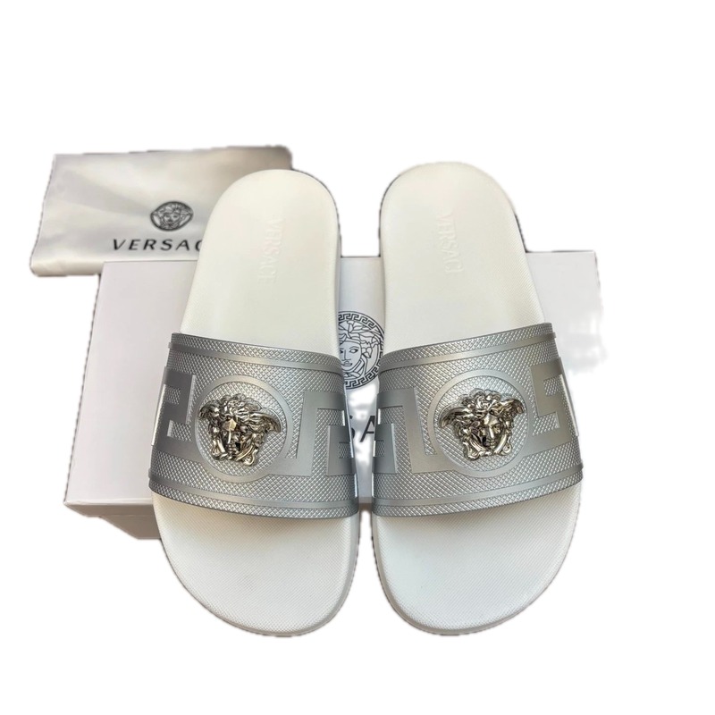 Versace Medusa Luxury Style Silver-white Slide Sandals