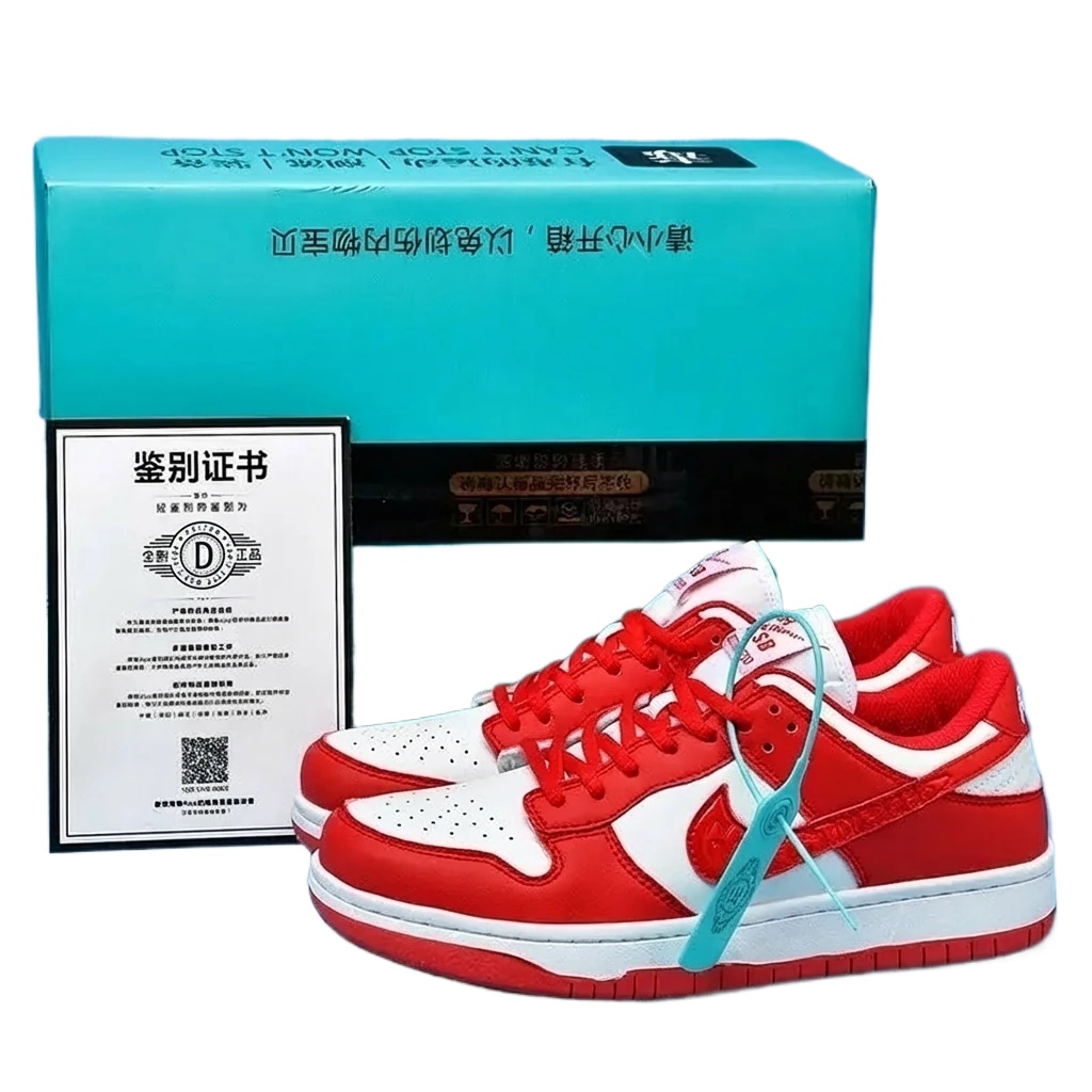 Nike Dunk Red and White Trendy Cool Board Shoes