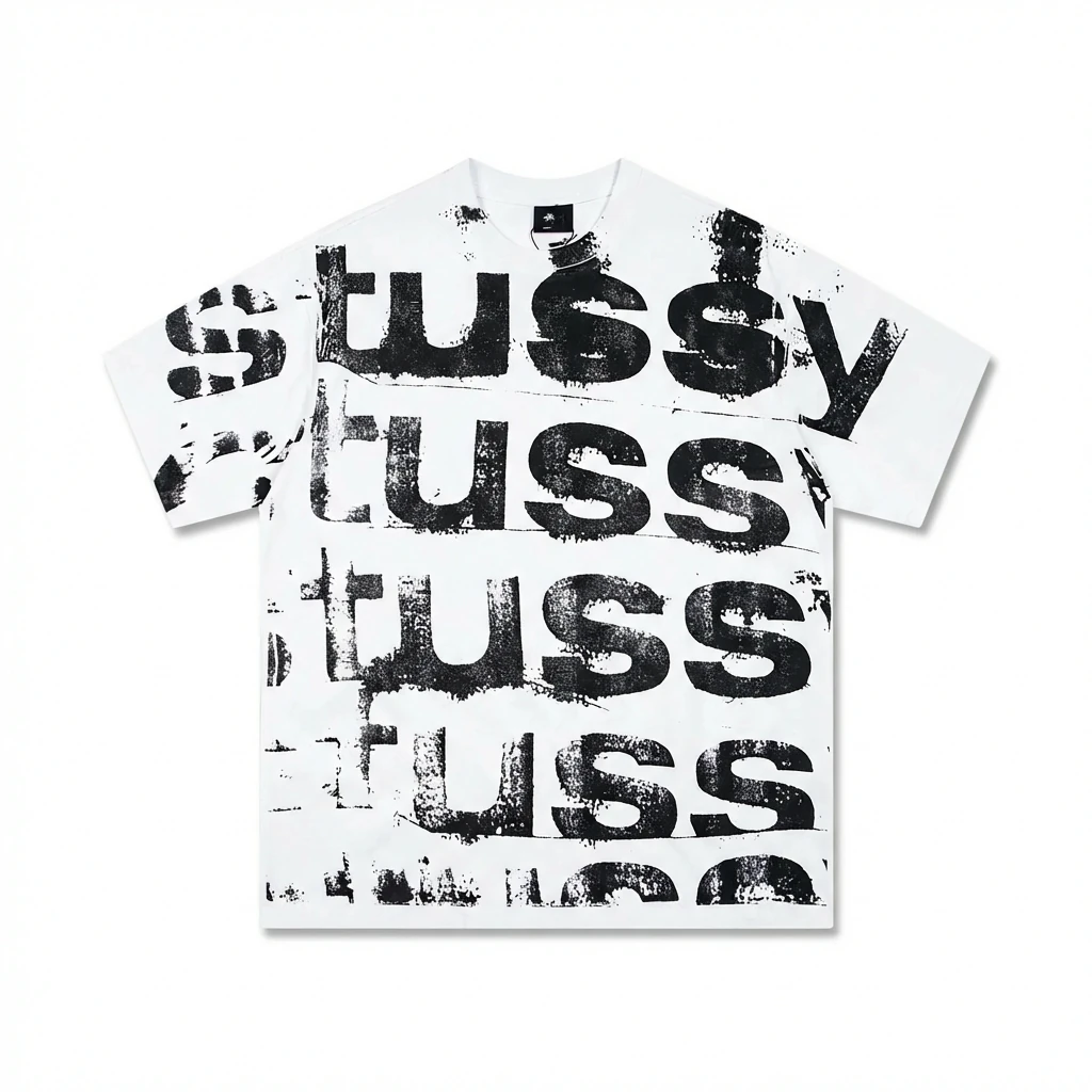 Stussy letter print white T-shirt