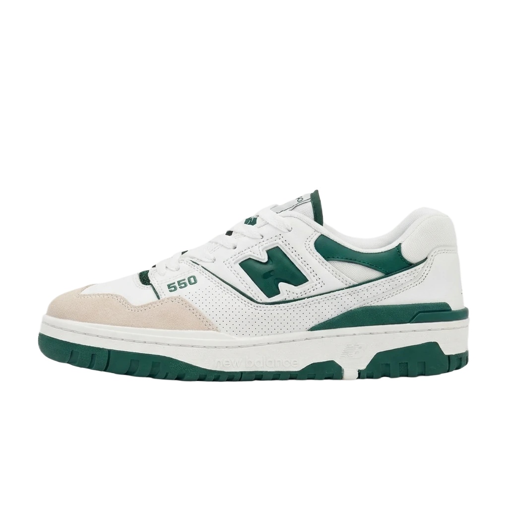 New Balance 550 Retro Style White and Green Shoes