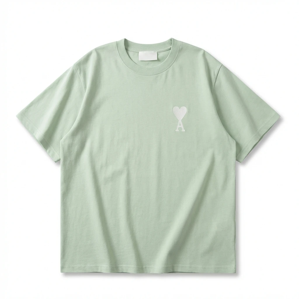 AMI Love Series Simple Style Light Green T-shirt