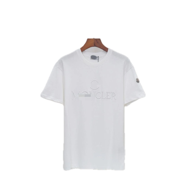 Moncler Embossed Casual Style White Short-sleeve T-shirt
