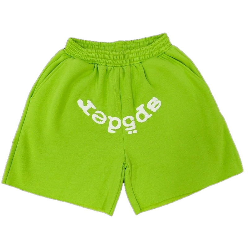 Sp5der Printed Street Style Neon Green Shorts