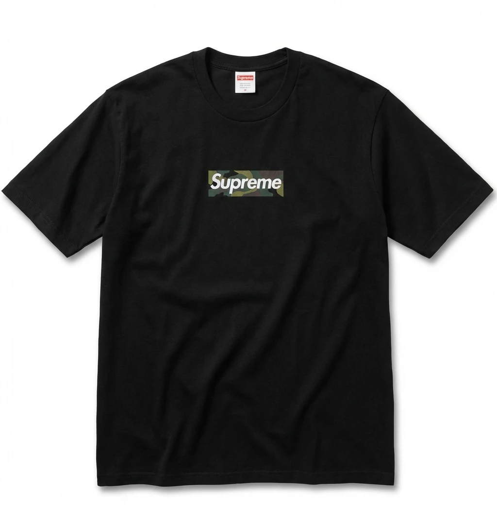 Supreme camouflage style black T-shirt