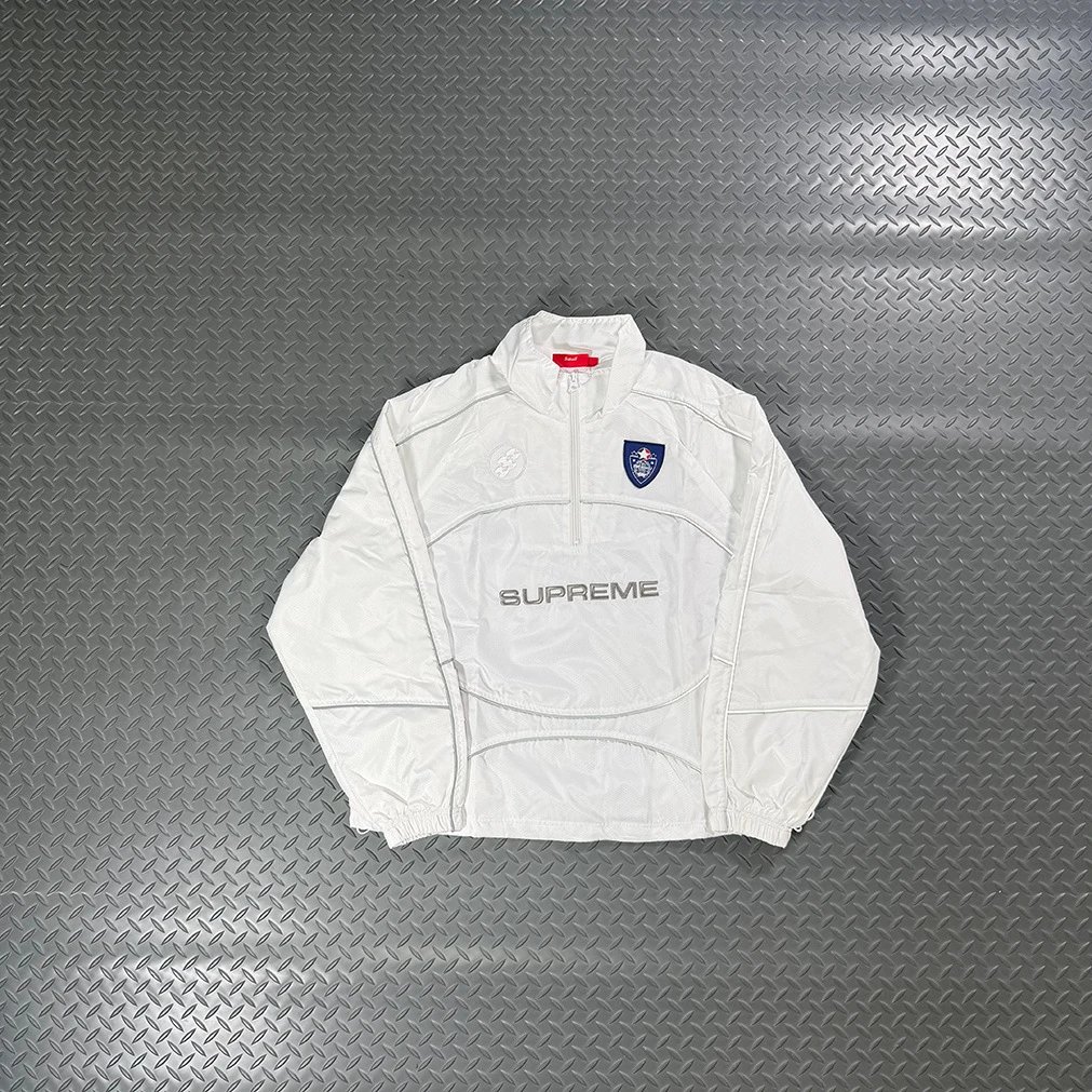 Supreme White Piped Pullover Track Jacket