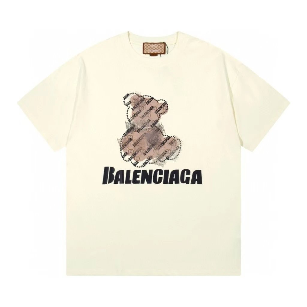 Balenciaga Trendy Off-white T-shirt with Bear Print