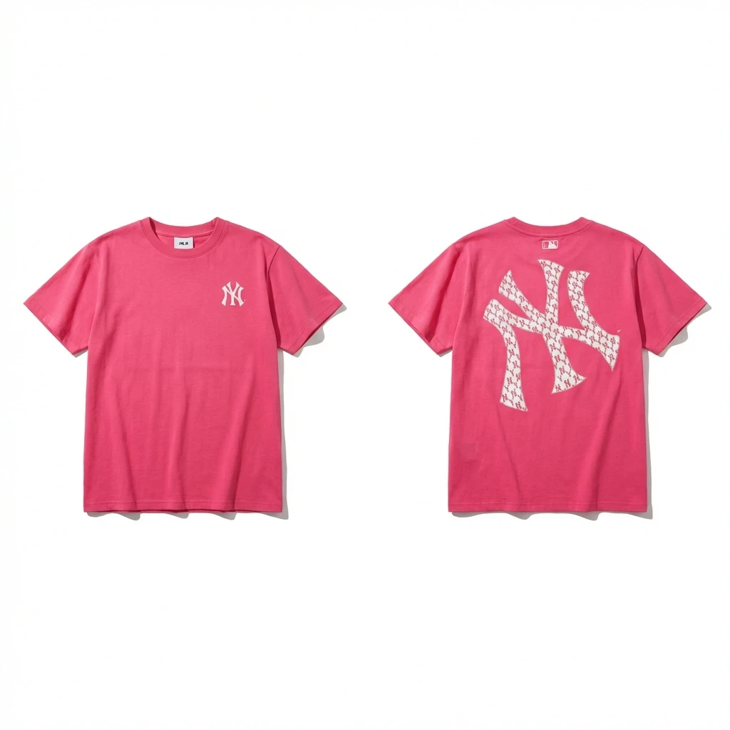 MLB Trendy Brand Print Style Rose Red T-shirt