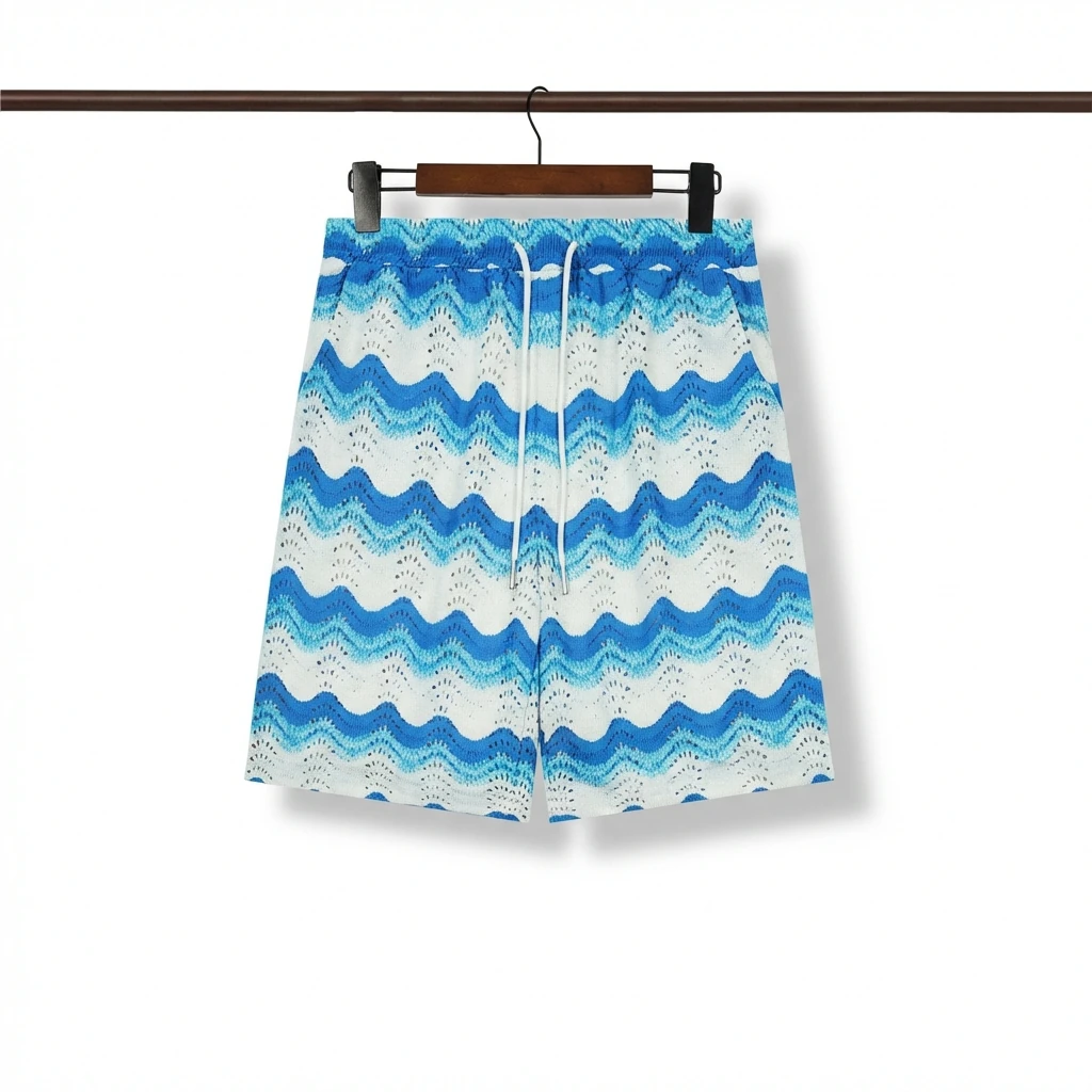 Casablanca Wave Style Blue and White Shorts