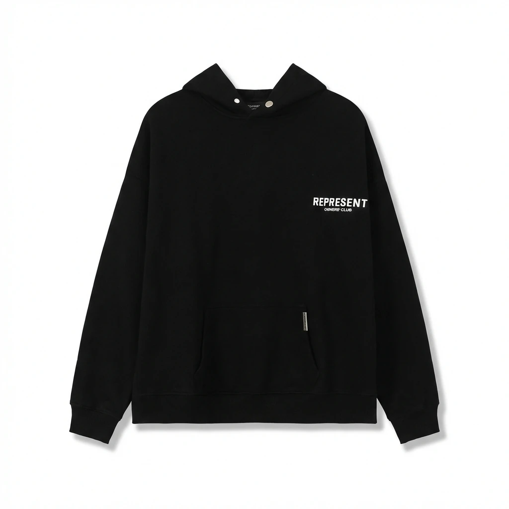 REPRESENT Minimalist Style Black Hoodie