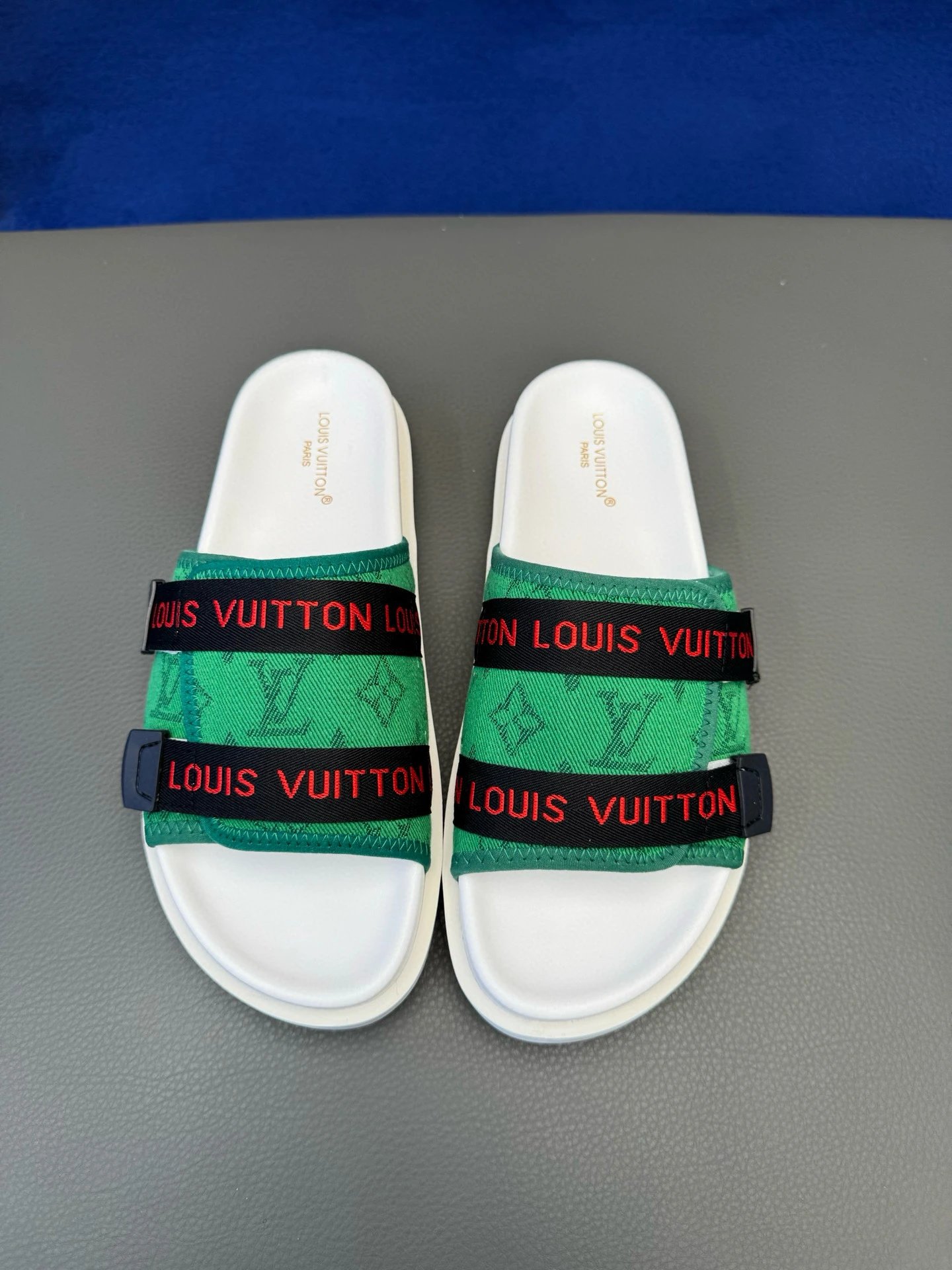 Louis Vuitton Classic Monogram Trendy Green Slide