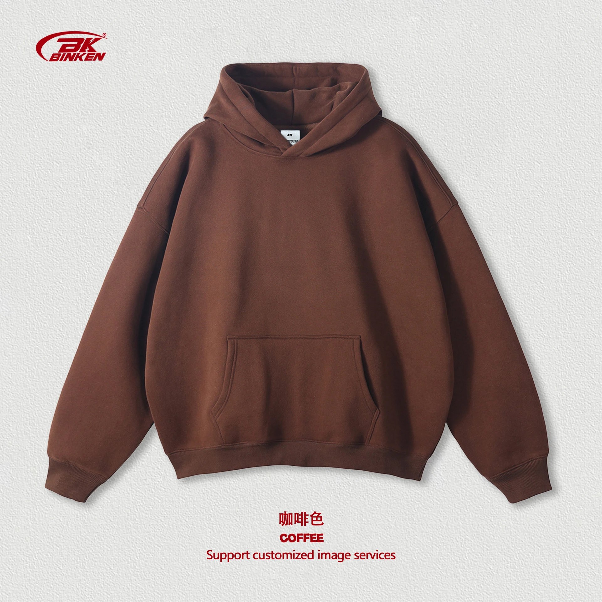 Streetwear Pullover hoodie Navy Blank Kangaroo with Logo Accent