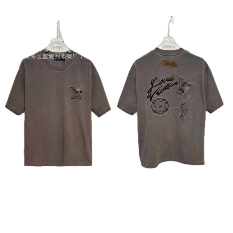 Louis Vuitton Embroidered Vintage Smoky Gray Short-sleeve T-shirt