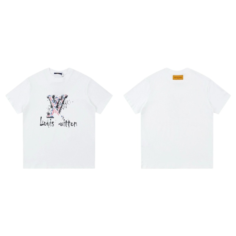 Louis Vuitton Graffiti Collection Street Style White T-shirt