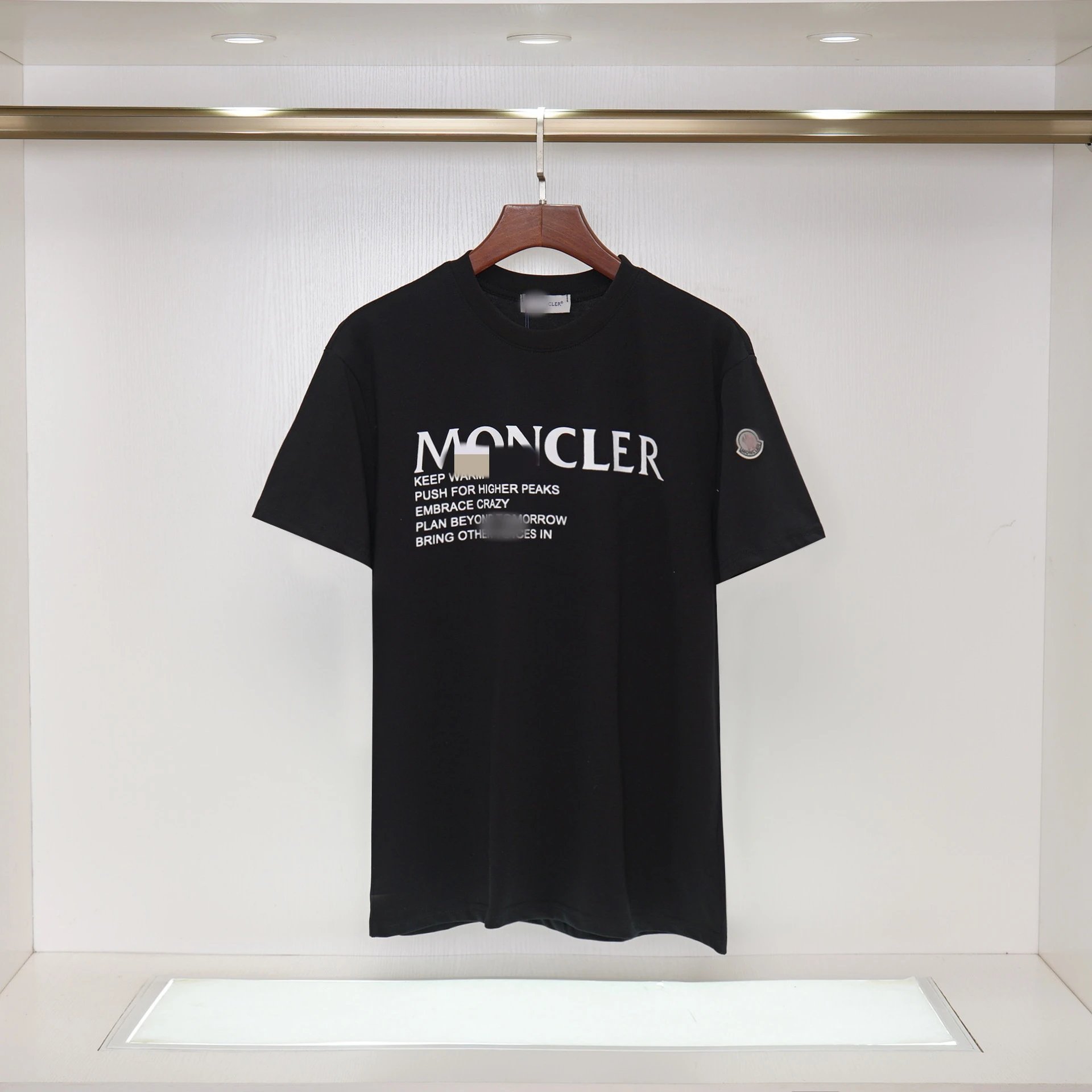 Moncler Alphabet Print Casual Style Black T-shirt