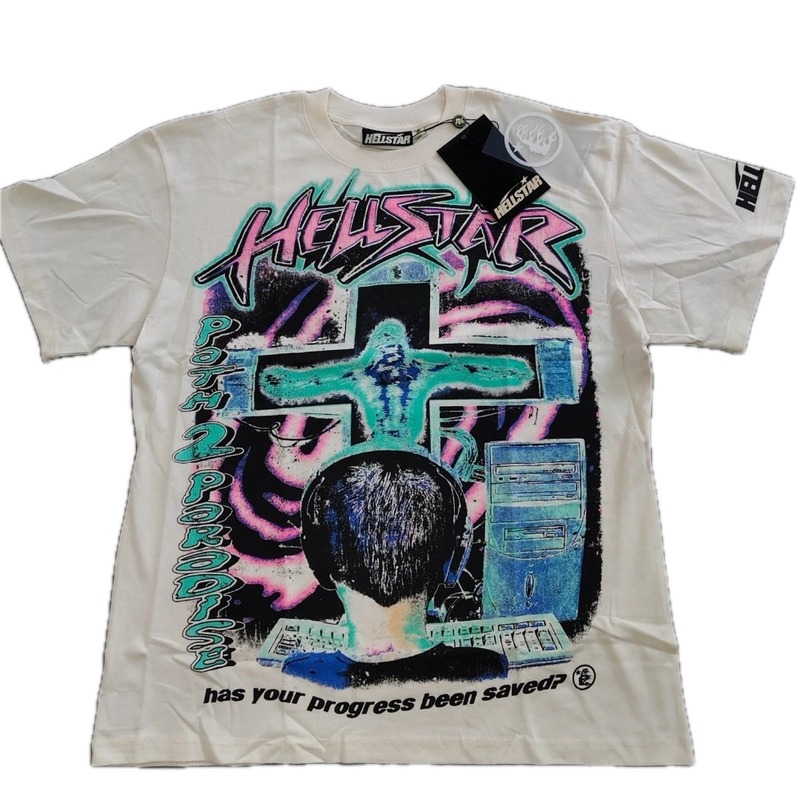 Hellstar Printed Y2K Street Style Off-white Short-sleeve T-shirt