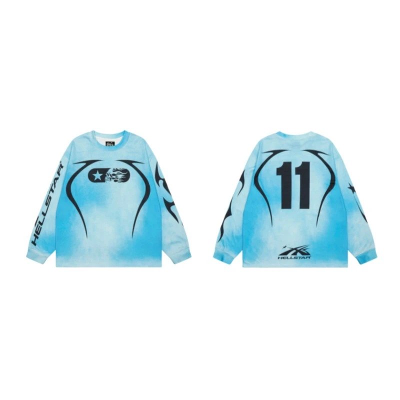 Hellstar No.11 Street Style Tie-dye Blue Long Sleeve