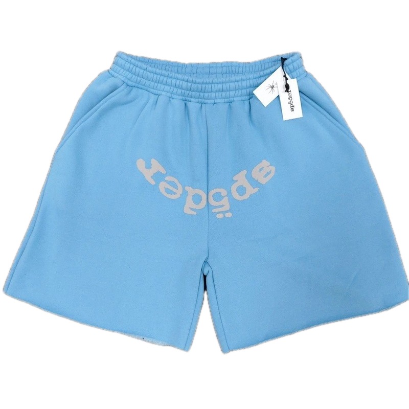Sp5der Foam Print Street Style Light Blue Shorts