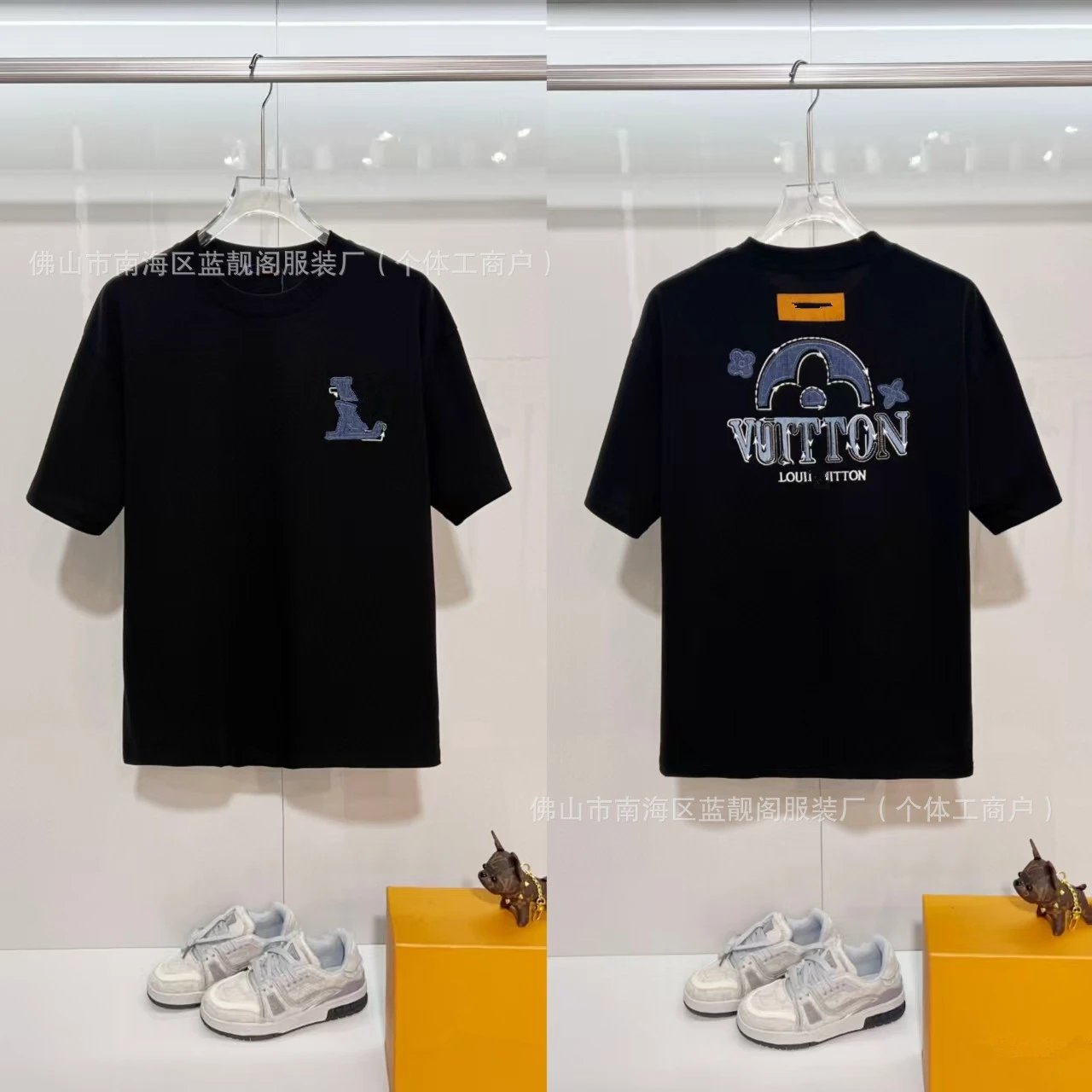 Louis Vuitton Embroidered Streetwear-style Black Short-sleeve T-shirt