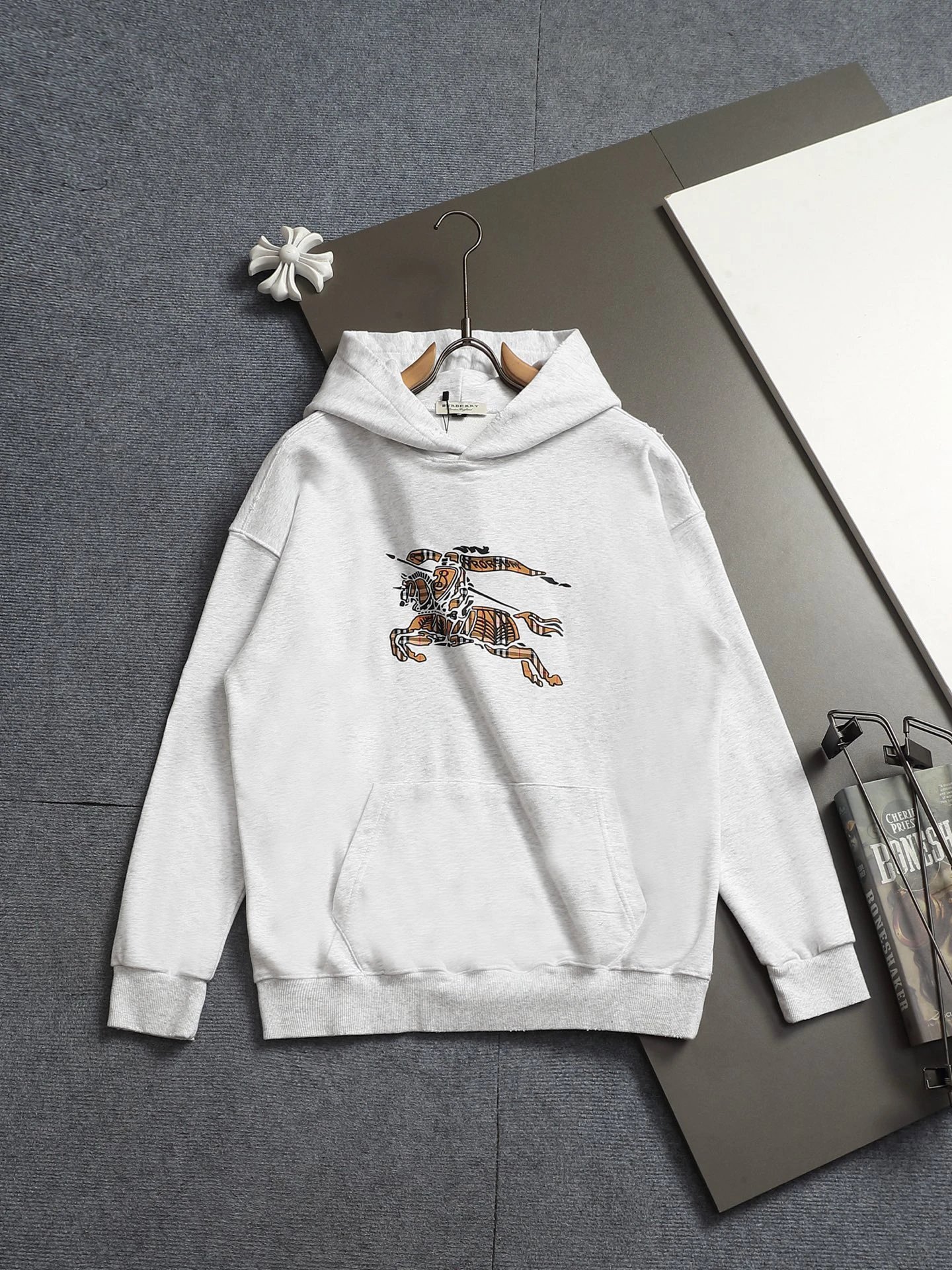 Burberry Hoodie with White Hoodie with Embroidered Horse-style