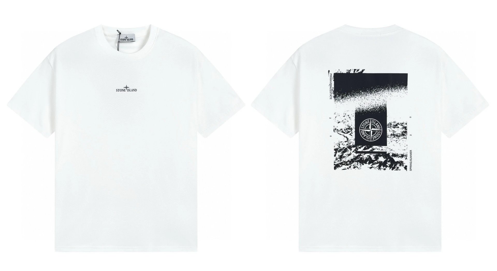 Stone Island Spring Summer Printed Street Style White T-Shirt